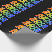 Rainbow Voornaam "ARIA"; vun en kleurrijk Cadeaupapier (Hoek)