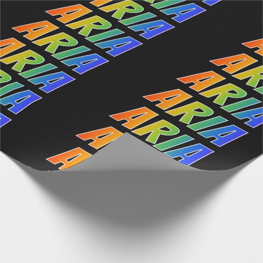 Rainbow Voornaam "ARIA"; vun en kleurrijk Cadeaupapier (Hoek)