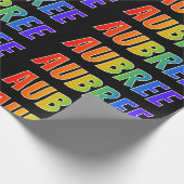 Rainbow Voornaam "AUBREE"; vun & kleurrijk Cadeaupapier (Hoek)