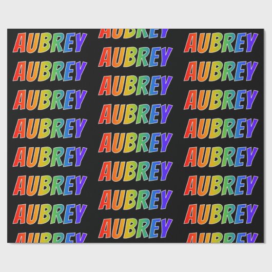 Rainbow Voornaam "AUBREY"; vun & kleurrijk Cadeaupapier (Vlak)