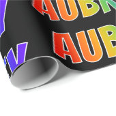 Rainbow Voornaam "AUBREY"; vun & kleurrijk Cadeaupapier (Rol Hoek)