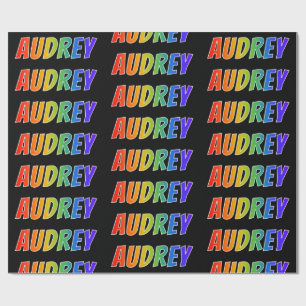 Rainbow Voornaam "AUDREY"; vun en kleurrijk Cadeaupapier