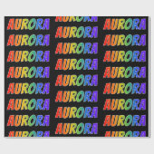 Rainbow Voornaam "AURORA"; vun en kleurrijk Cadeaupapier (Vlak)