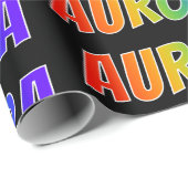 Rainbow Voornaam "AURORA"; vun en kleurrijk Cadeaupapier (Rol Hoek)