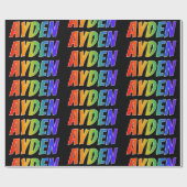 Rainbow Voornaam "AYDEN"; vun & kleurrijk Cadeaupapier (Vlak)