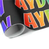 Rainbow Voornaam "AYDEN"; vun & kleurrijk Cadeaupapier (Rol Hoek)