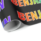Rainbow Voornaam "BENJAMIN"; vun en kleurrijk Cadeaupapier (Rol Hoek)
