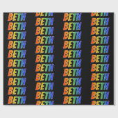 Rainbow Voornaam "BETH"; vun & kleurrijk Cadeaupapier (Vlak)