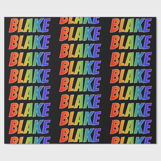 Rainbow Voornaam "BLAKE"; vun & kleurrijk Cadeaupapier (Vlak)