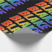 Rainbow Voornaam "BLAKE"; vun & kleurrijk Cadeaupapier (Hoek)