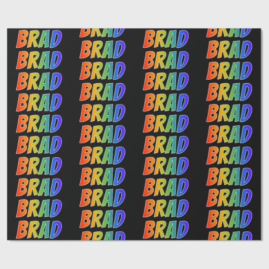 Rainbow Voornaam "BRAD"; vun & kleurig Cadeaupapier (Vlak)