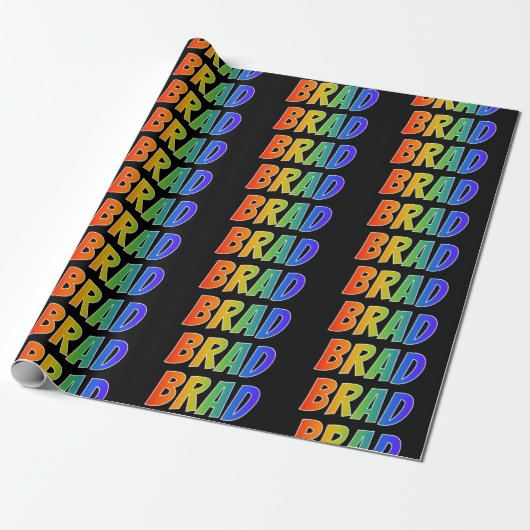 Rainbow Voornaam "BRAD"; vun & kleurig Cadeaupapier (Uitgerold)