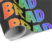 Rainbow Voornaam "BRAD"; vun & kleurig Cadeaupapier (Rol Hoek)
