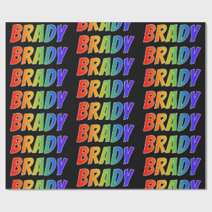 Rainbow Voornaam "BRADY"; vun & kleurrijk Cadeaupapier
