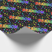Rainbow voornaam "BRANDON" + sterren Cadeaupapier (Hoek)