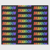 Rainbow Voornaam "BRANDON"; vun en kleurrijk Cadeaupapier (Vlak)