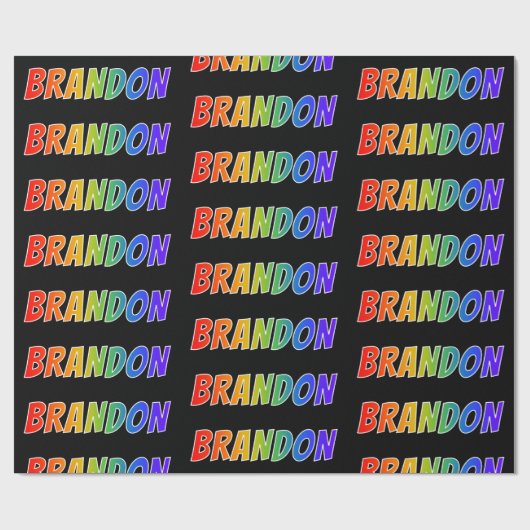 Rainbow Voornaam "BRANDON"; vun en kleurrijk Cadeaupapier (Vlak)