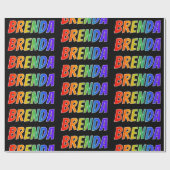 Rainbow Voornaam "BRENDA"; vun & kleurrijk Cadeaupapier (Vlak)