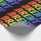 Rainbow Voornaam "BRENT"; vun & kleurrijk Cadeaupapier (Hoek)
