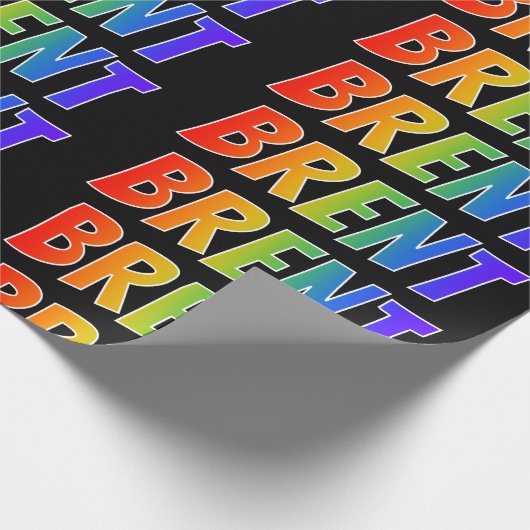 Rainbow Voornaam "BRENT"; vun & kleurrijk Cadeaupapier (Hoek)