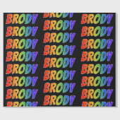 Rainbow Voornaam "BRODY"; vun & kleurrijk Cadeaupapier (Vlak)