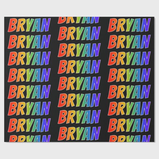 Rainbow Voornaam "BRYAN"; vun & kleurrijk Cadeaupapier (Vlak)