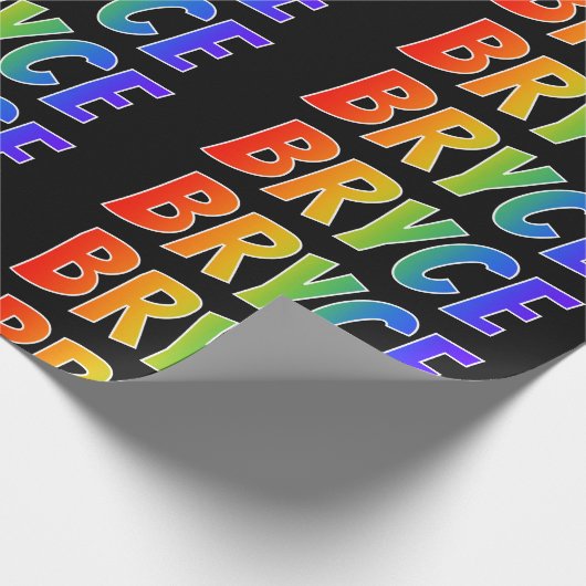 Rainbow Voornaam "BRYCE"; vun & kleurrijk Cadeaupapier (Hoek)