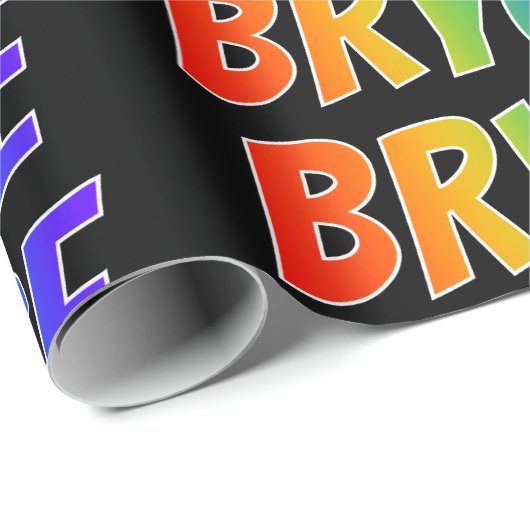 Rainbow Voornaam "BRYCE"; vun & kleurrijk Cadeaupapier (Rol Hoek)