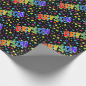 Rainbow Voornaam "BRYSON" + sterren Cadeaupapier (Hoek)