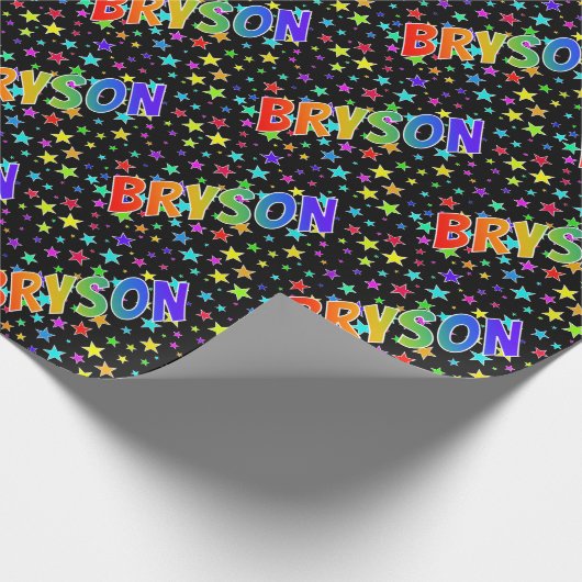Rainbow Voornaam "BRYSON" + sterren Cadeaupapier (Hoek)