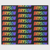 Rainbow Voornaam "BRYSON"; vun en kleurrijk Cadeaupapier (Vlak)