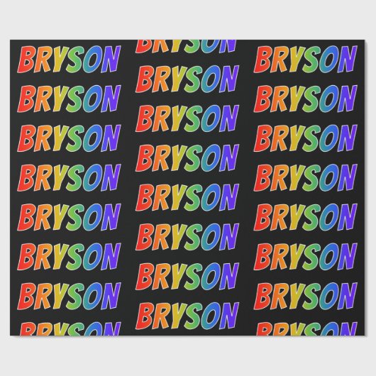 Rainbow Voornaam "BRYSON"; vun en kleurrijk Cadeaupapier (Vlak)