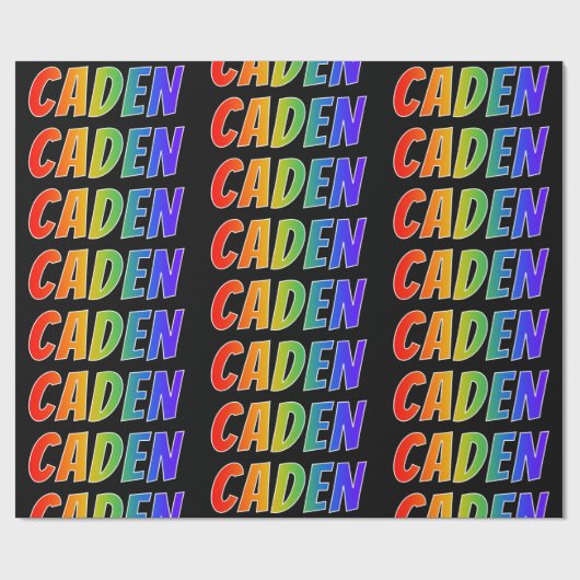 Rainbow Voornaam "CADEN"; vun en kleurrijk Cadeaupapier (Vlak)