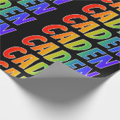Rainbow Voornaam "CADEN"; vun en kleurrijk Cadeaupapier (Hoek)