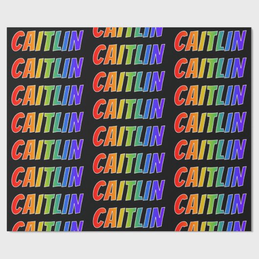 Rainbow Voornaam "CAITLIN"; vun en kleurrijk Cadeaupapier (Vlak)