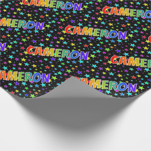 Rainbow Voornaam "CAMERON" + sterren Cadeaupapier