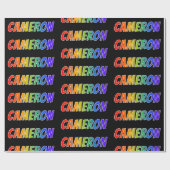 Rainbow Voornaam "CAMERON"; vun en kleurrijk Cadeaupapier (Vlak)