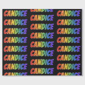 Rainbow Voornaam "CANDICE"; vun & kleurrijk Cadeaupapier (Vlak)