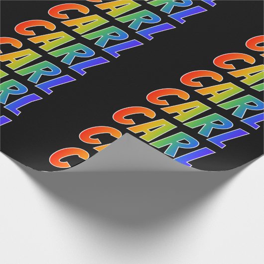 Rainbow Voornaam "CARL"; vun en kleurrijk Cadeaupapier (Hoek)