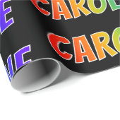 Rainbow Voornaam "CAROLINE"; vun & kleurrijk Cadeaupapier (Rol Hoek)