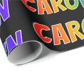 Rainbow Voornaam "CAROLYN"; vun en kleurrijk Cadeaupapier (Rol Hoek)