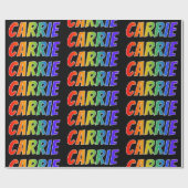 Rainbow Voornaam "CARRIE"; vun en kleurrijk Cadeaupapier (Vlak)
