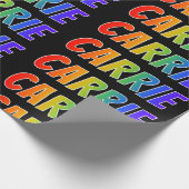 Rainbow Voornaam "CARRIE"; vun en kleurrijk Cadeaupapier (Hoek)