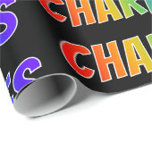 Rainbow Voornaam "CHARLES"; vun & kleurrijk Cadeaupapier (Rol Hoek)