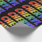 Rainbow Voornaam "CHERYL"; vun en kleurrijk Cadeaupapier (Hoek)