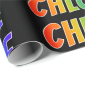 Rainbow Voornaam "CHLOE"; vun en kleurrijk Cadeaupapier (Rol Hoek)