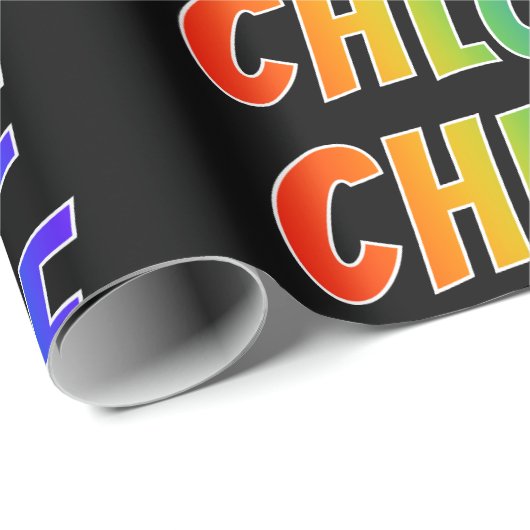Rainbow Voornaam "CHLOE"; vun en kleurrijk Cadeaupapier (Rol Hoek)