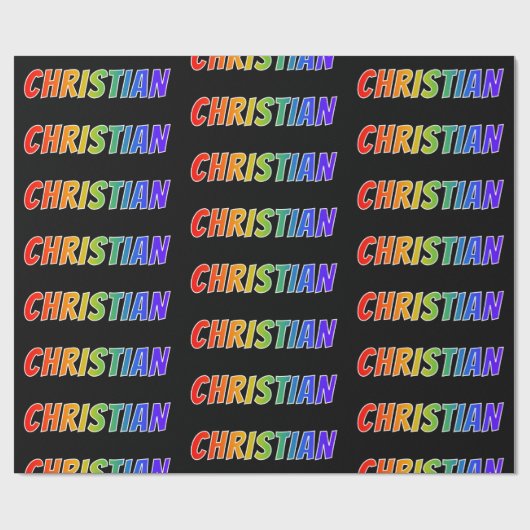 Rainbow Voornaam "CHRISTELIJK"; vun & kleurrijk Cadeaupapier (Vlak)