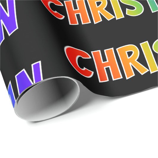 Rainbow Voornaam "CHRISTELIJK"; vun & kleurrijk Cadeaupapier (Rol Hoek)