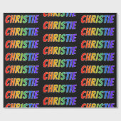 Rainbow Voornaam "CHRISTIE"; vun en kleurrijk Cadeaupapier (Vlak)